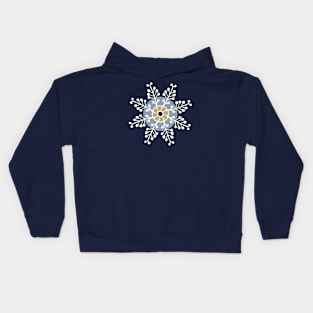 White snowflakes on prussian blue seamless repeat pattern Kids Hoodie